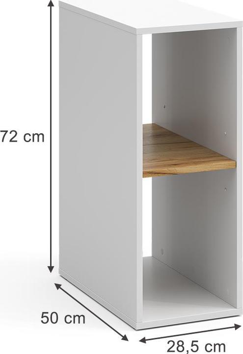 Produktbild Vichy PC-Schrank Tomy, Weiss/Goldkraft Eiche, 28.5 x 50 cm mit 2 offenen Fächern
