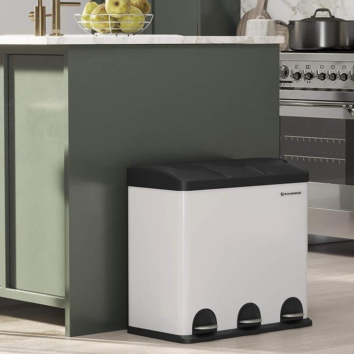 Produktbild Songmics Mülleimer 54 Liter, Weiss-schwarz (54 l)