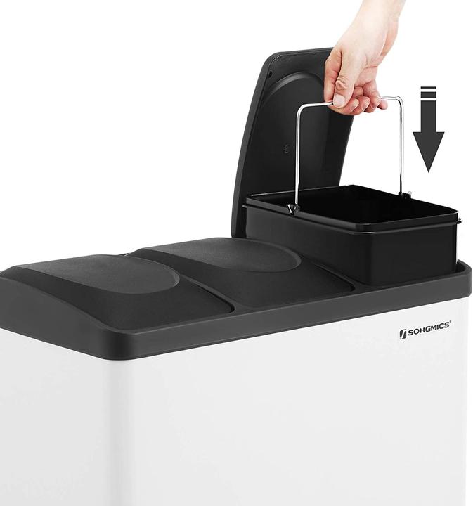 Produktbild Songmics Mülleimer 54 Liter, Weiss-schwarz (54 l)