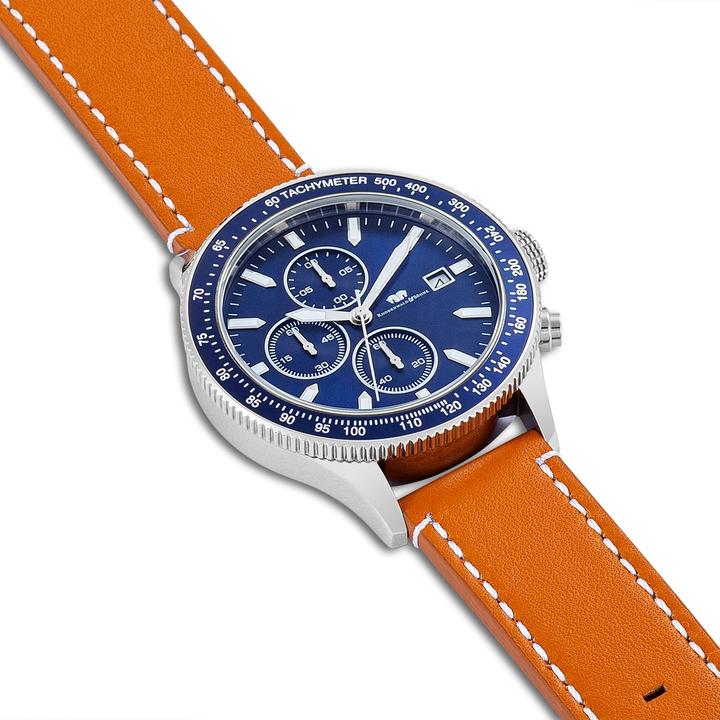 Actual product image Mens Chronograph Carthago II Genuine Leather Brown - 31938 (Chronograph, 43 mm)