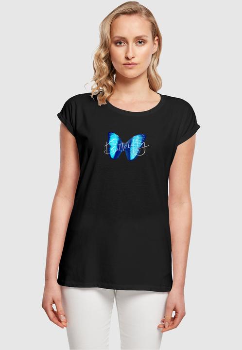 Actual product image Merchcode Ladies Butterfly Blue Extended Shoulder Tee - 111649 (3XL)
