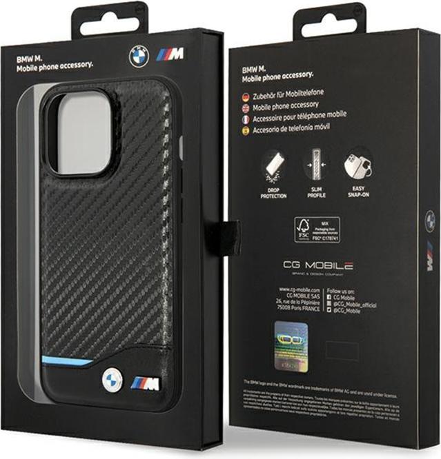 Produktbild BMW Etui BMHCP13X22NBCK iPhone 13 Pro Max 6.7" czarny/black hardcase Leather Carbon (Apple iPhone 13 Pro Max)