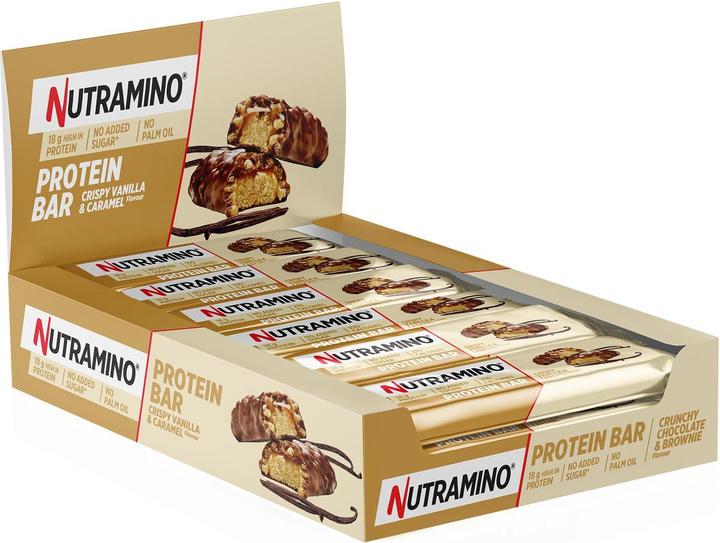 Actual product image Nutramino Crispy Proteinbar Vanilla & Caramel (12x64g) (Vanilla, 12 pcs., 660 g)