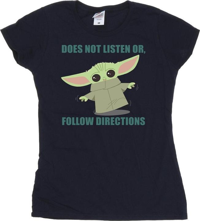 Actual product image Star Wars Womens/Ladies The Mandalorian Grogu Does Not Listen Cotton T-Shirt (L)
