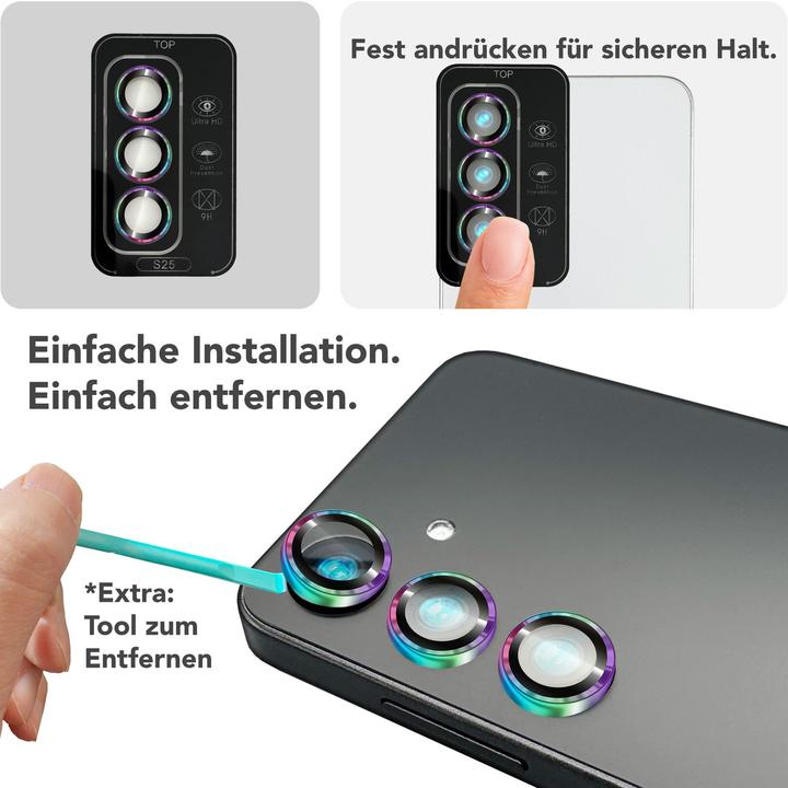 Produktbild Nalia Focus.Pro CLX - Kameraschutz Linsenglas Reflexionsfrei - Camera Lens Protector (1 Stück, Samsung Galaxy S25)