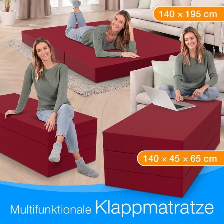 Produktbild Bestschlaf Klappmatratze, 3-teilige Faltmatratze, Reisebett, Gästematratze (140 x 195 cm, Schaumstoffkern)