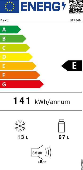 Etichetta energetica Beko B1754N (110 l)