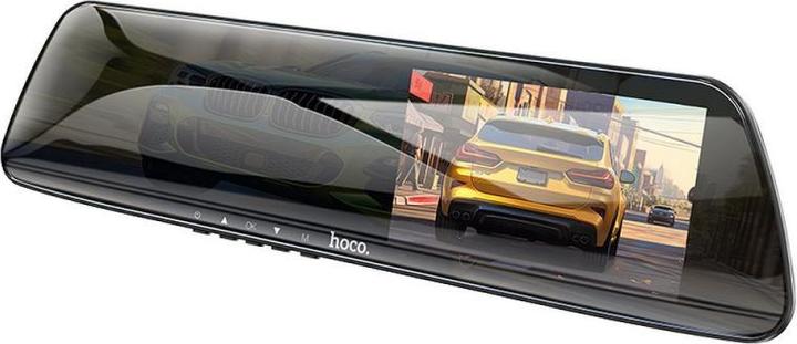 Immagine prodotto Hoco Specchio per cruscotto + telecamera posteriore DV4, LCD da 4,5 pollici, nero (Display integrato, WiFi, Ricevitore GPS, Bluetooth)