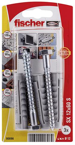 Image du produit Fischer 90896 Cheville Schr SX 12X60 S NV (3 pcs)