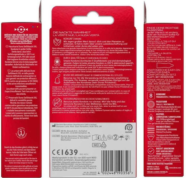 Nutritional values and ingredients Durex Sensitive XXL (8 pcs.)