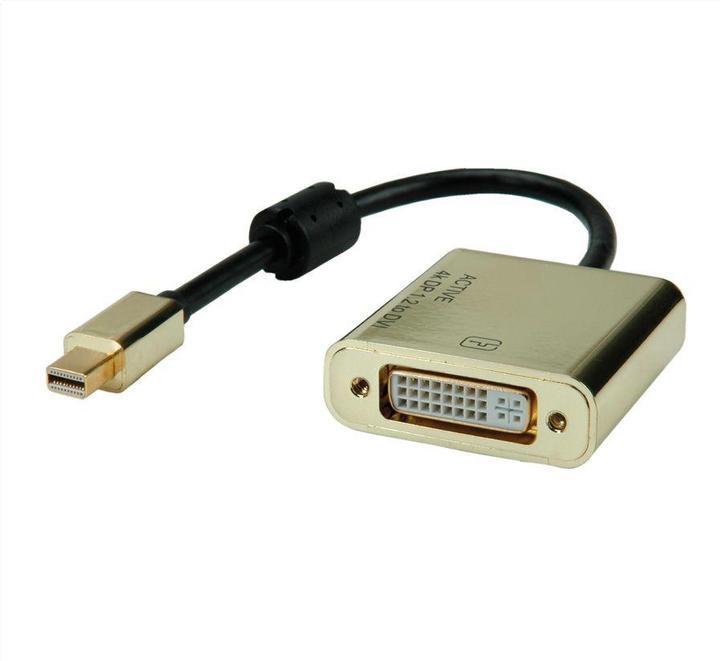 Produktbild Roline GOLD 4K Mini DisplayPort-DVI Adapter, Aktiv, v1.2, Mini DP ST (DVI, 10 cm)