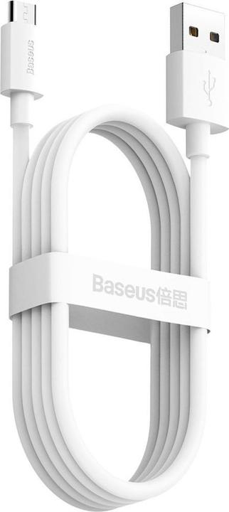 Actual product image Baseus Simple Wisdom Data Cable Kit USB to Micro 2.1A (2PCS/Set) 1.5m White (1.50 m)