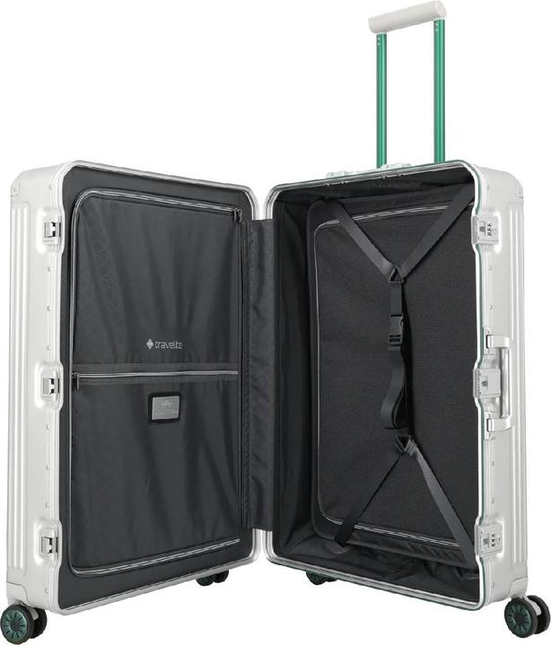 Actual product image Travelite Next - Trolley L, Silber-Grün (100 l, L (90 - 115l))