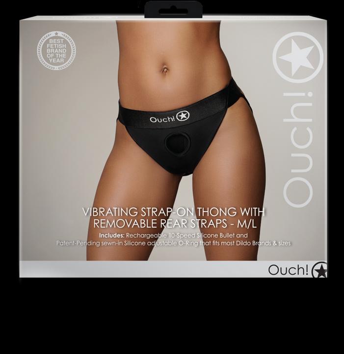 Produktbild Ouch! Vibrating Strap-on Thong with Removable Rear Straps - M/L (M/L)