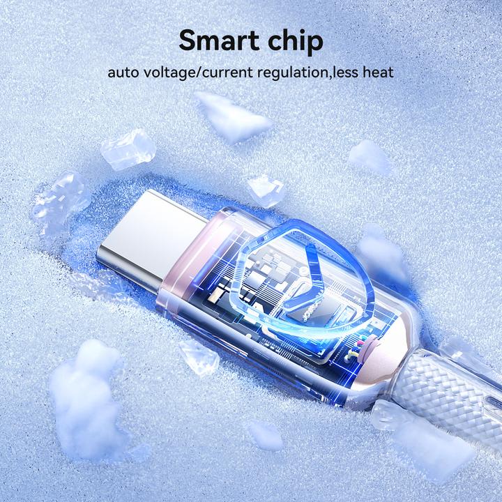 Actual product image Joyroom S-A42 Crystal Clear Series Fast Charging Data Cable USB-A to Type-C 3A 1.2m White (1.20 m)