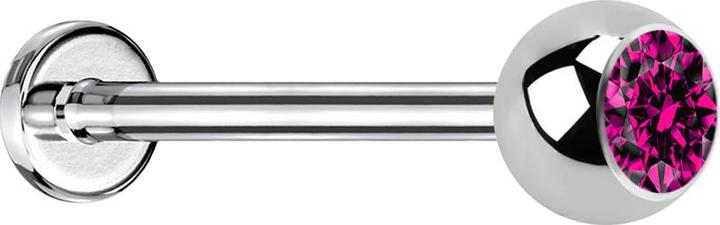 Produktbild Star Piercing Micro Labret silber mit Kugel und Kristall fuchsia (ohne Messing, Chirurgenstahl 316L)