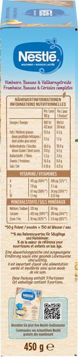 Nährwerte und Zutaten Nestlé Himbeere Banane & Vollkorncerealien (450 g)