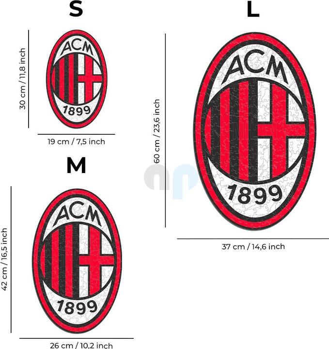 Actual product image Iconic AC Milan - Logo - Wooden Puzzle Size S (150 pieces) (150 pieces)