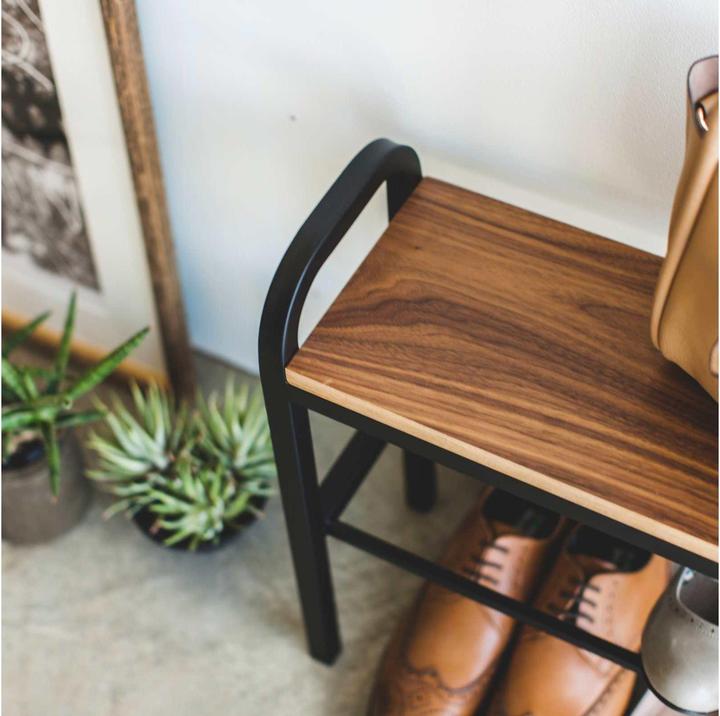 Actual product image Yamazaki Shoe rack with wooden shelf TOWER