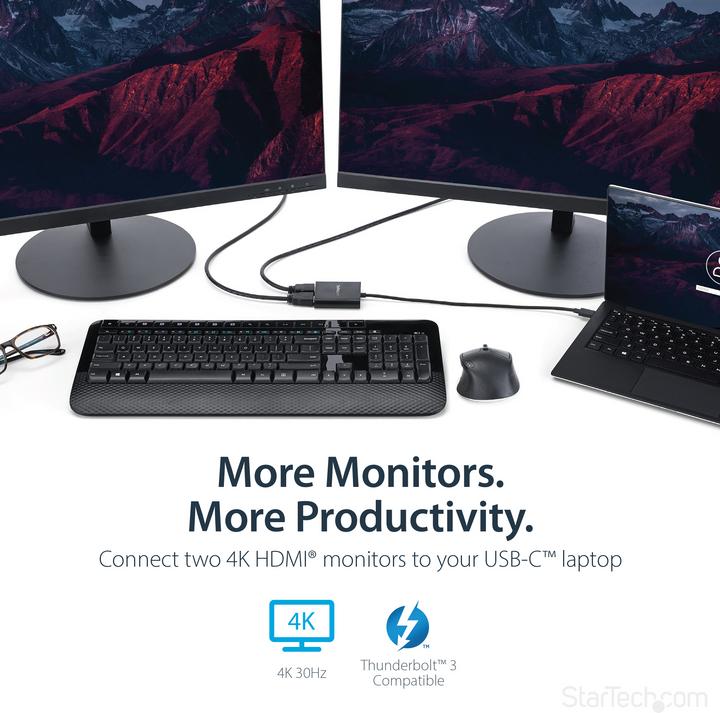 Produktbild StarTech USB-C zu HDMI Multi-Monitor Adapter (HDMI, 6.20 cm)