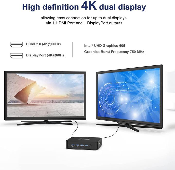 Produktbild Minisforum Mini PC GK50-256GB (Intel Celeron J4125, 8 GB, 256 GB, UHD Graphics 600, Intel UHD Graphics)