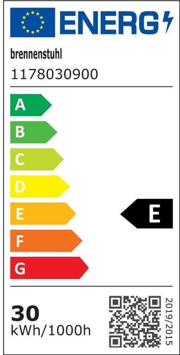 Energie-Label Brennenstuhl LED Strahler AL 3050 (30W, 3110lm, 3000K, IP44, LED Fluter zur Wandmontage mit warmweissem Licht) (3110 lm)