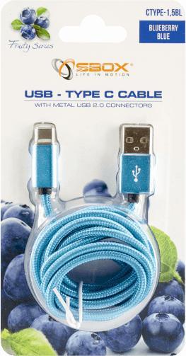 Actual product image Sbox USB->Type C M/M 1.5m CTYPE-1.5BL blue (1.50 m, USB 1.0)