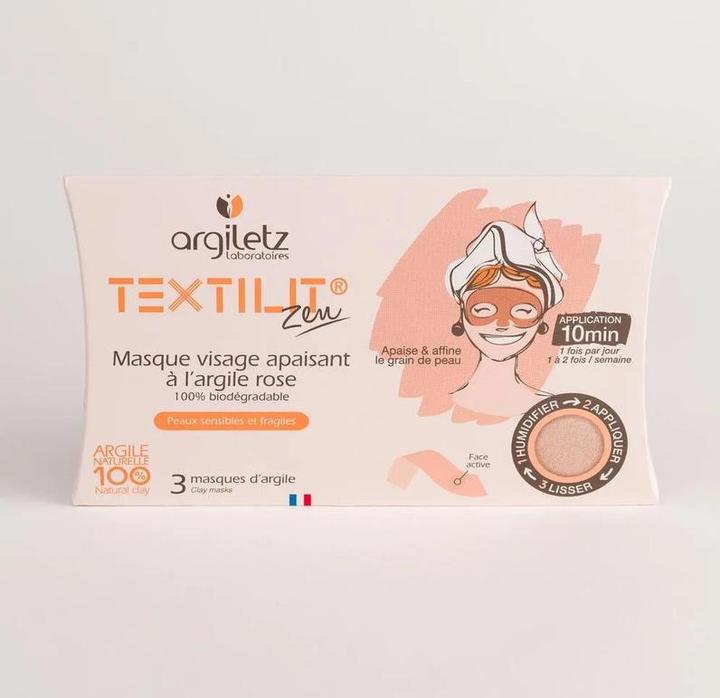 Image du produit Argiletz Masque visage apaisant à l'argile rose - 3 pièces - Textilit Zen