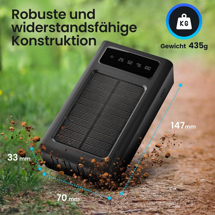 Immagine prodotto Extralink EPB-092 20000mAh Czarny | Powerbank | Powerbank solare, USB-C (20000 mAh, 10 W, 74 Wh)