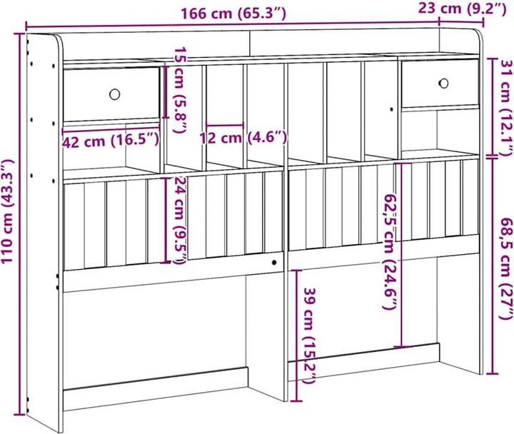 Produktbild VidaXL Kopfteil Bettkopfteil Betthaupt mit Stauraum 180cm Massivholz Kiefer