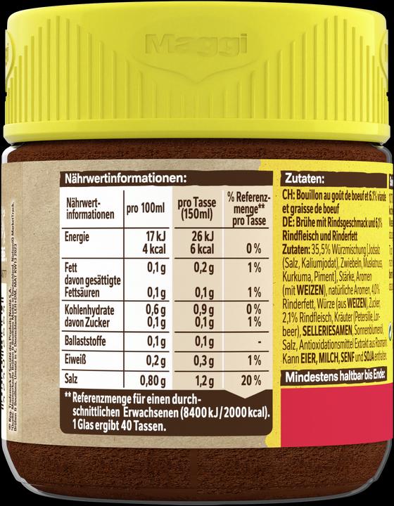 Produktbild Maggi Brühe mit Rind Glas 108g, ergibt 6 Liter (6000 ml)