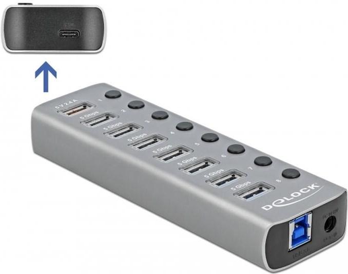 Actual product image Delock USB 3.2 Hub (USB-B, 9 Ports)