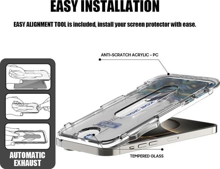 Actual product image Lito MatteGuard armoured glass incl. installation tool (1 Piece, Apple iPhone 16 Pro)