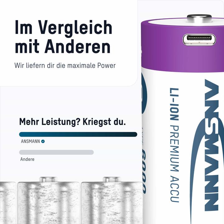 Produktbild Ansmann Premium Rechargeable (2 Stk., D, 6000 mAh)