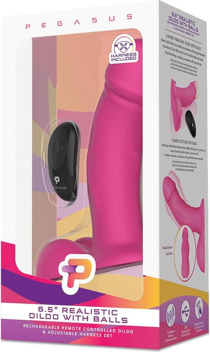 Immagine prodotto Pegasus Dildo realistico da 6,5' con palline e set di imbracatura