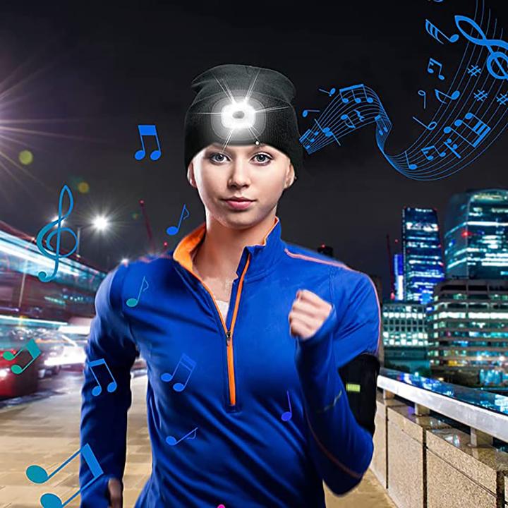 Actual product image Japcell Knitted hat with integrated rechargeable LED light (120 lm)