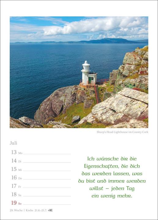 Produktbild Harenberg Irische Segenswünsche Wochenkalender 2026 - mit Zitaten (Harter Einband, Deutsch)