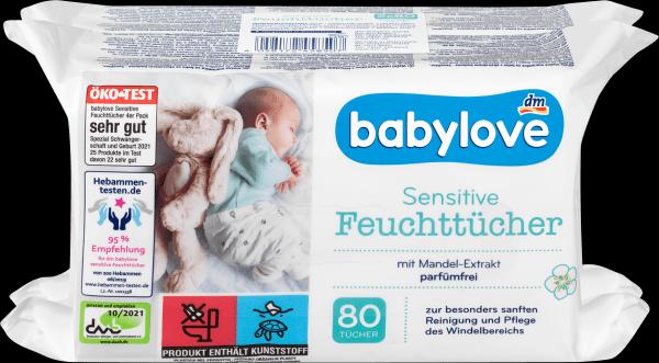 dm babylove Wet wipes sensitive (160 Piece)