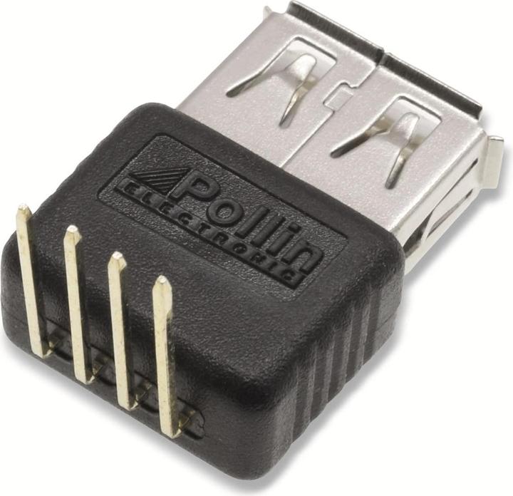 Actual product image Pollini Connector, USB A, print mounting 90°, socket