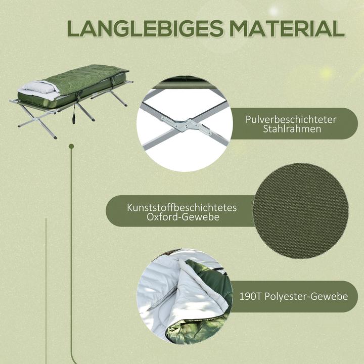 Produktbild Outsunny Campingbett-Set inklusive Matratze, Schlafsack und Kopfkissen