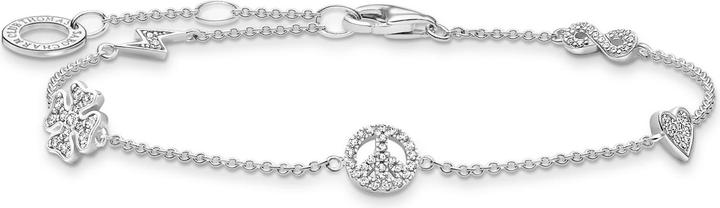 Produktbild Thomas Sabo Blitz Kleeblatt Peace Herz & Infinity Armband (1.90 cm, 925 Sterlingsilber)