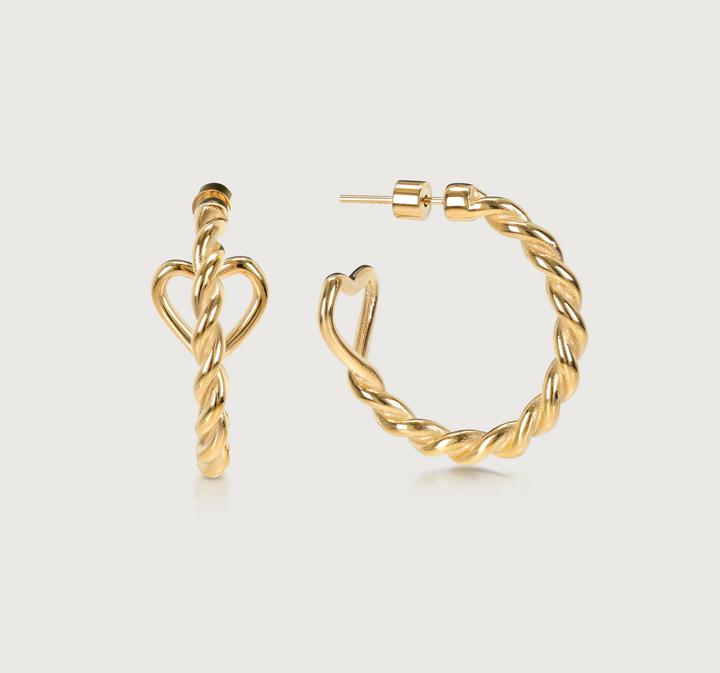 Actual product image Hey Harper Braided Heart Hoops (Stainless steel, Gold)