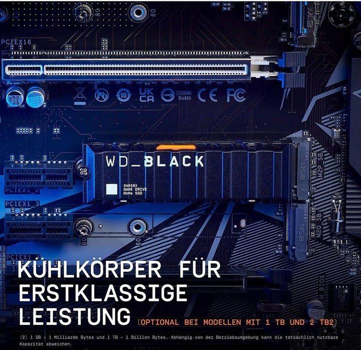 Produktbild WD Black SN850X mit Heatsink (2000 GB, M.2 2280)
