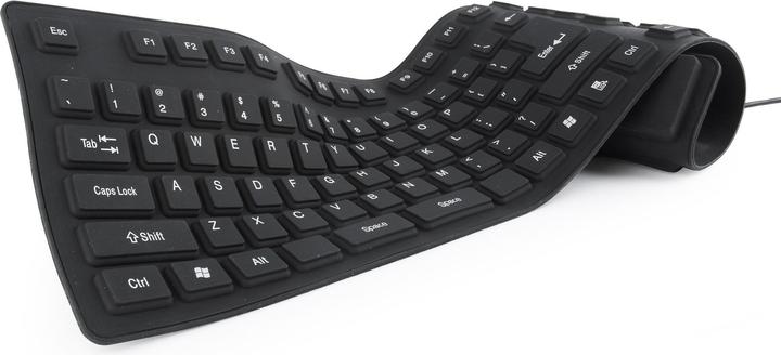 Actual product image Gembird FLEXIBLE USB ENG/Juodas KB-109F-B (DE, Cable)