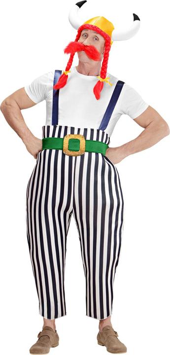 Produktbild Widmann Obelix der Gallier Herrenkostüm mit Maxi Hose mit Hosenträgern, Gürtel, Helm mit Zöpfen, Schnurrbart (XL)