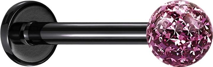 Produktbild Star Piercing Micro Labret schwarz mit Kristallkugel hellviolett Epoxy Schutzschicht (ohne Messing, Titan G23)