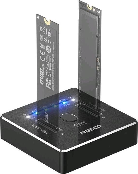 Image du produit Fideco M2288 SSD M.2 NVMe/SATA 20Gbps Station d'accueil/clonage (USB 3.2, UASP, TRIM)