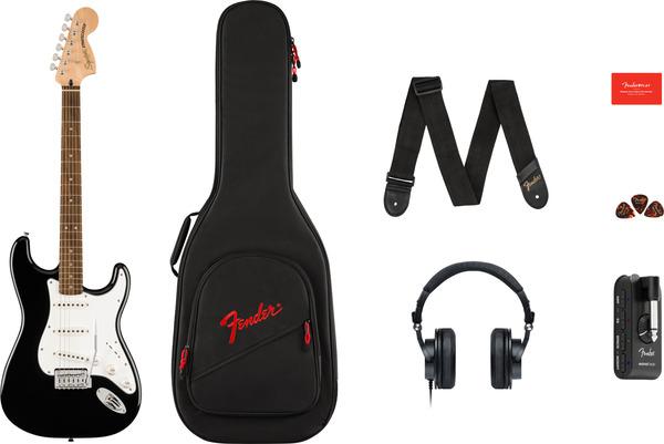 Fender Affinity Stratocaster Guitar Pack, Black (Electric guitars set, Poplar wood, Maple)