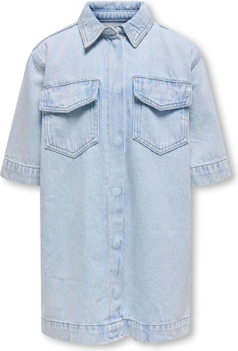 Produktbild Only Locker geschnitten Hemdkragen Kastige Ärmel Kurzes Kleid Jeanskleid (158)