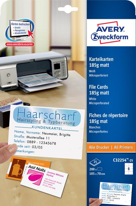 Produktbild Avery Karteikarten (A4, 185 g/m², 200 x)